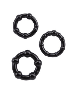 Pack 3 cockring noir avec billes 
